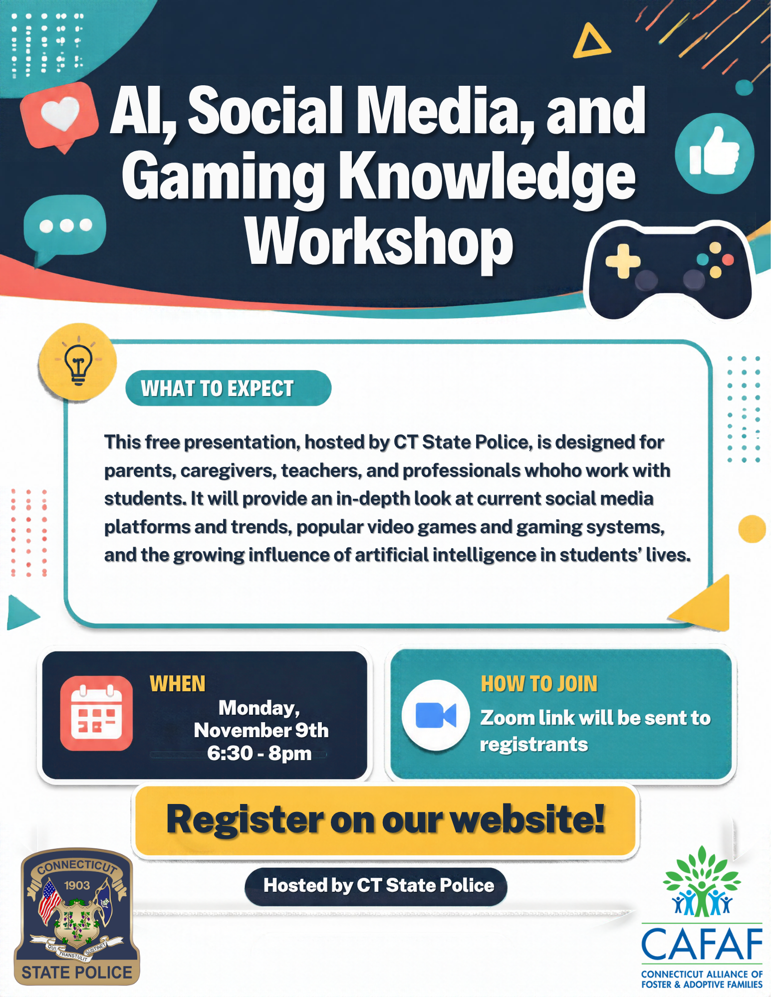 AI, Social Media, and Gaming Workshop- November 9th