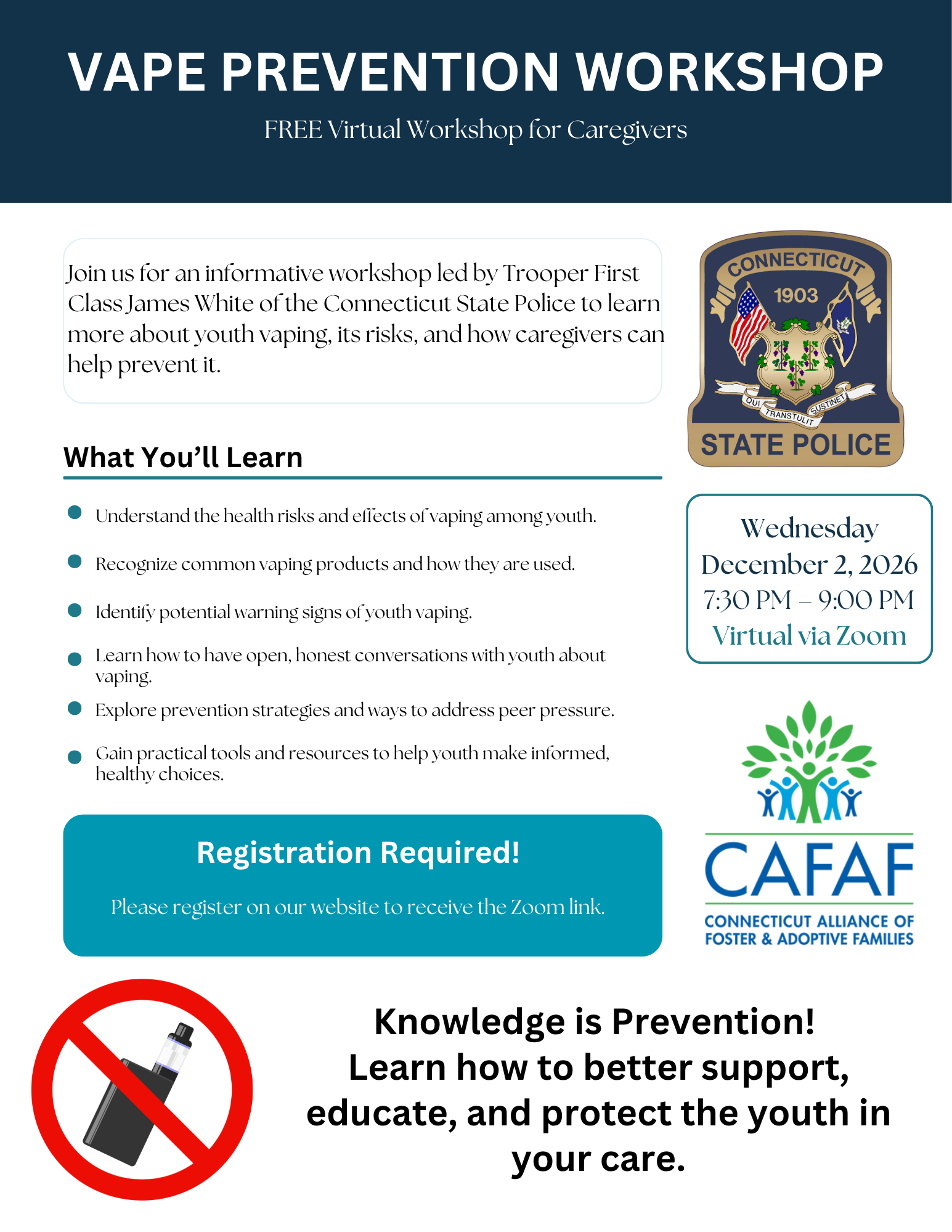 Vape Prevention Workshop – December 2nd